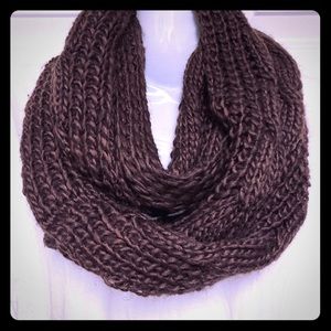 Brown Chunky Infinity Knit Scarf